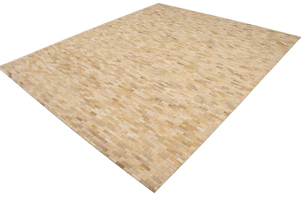 Beige Cream Cowhide 8X10 Modern Leather Rug