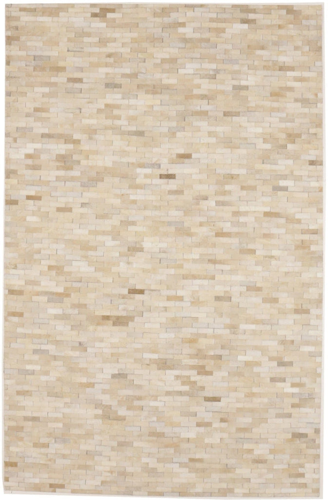 Beige Cream Cowhide 5X8 Modern Leather Rug