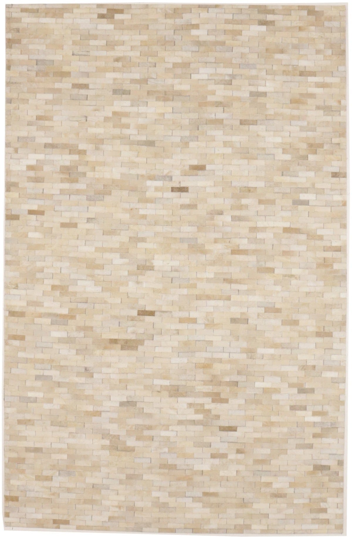 Beige Cream Cowhide 5X8 Modern Leather Rug