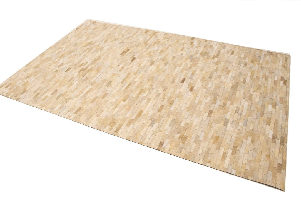 Beige Cream Cowhide 5X8 Modern Leather Rug