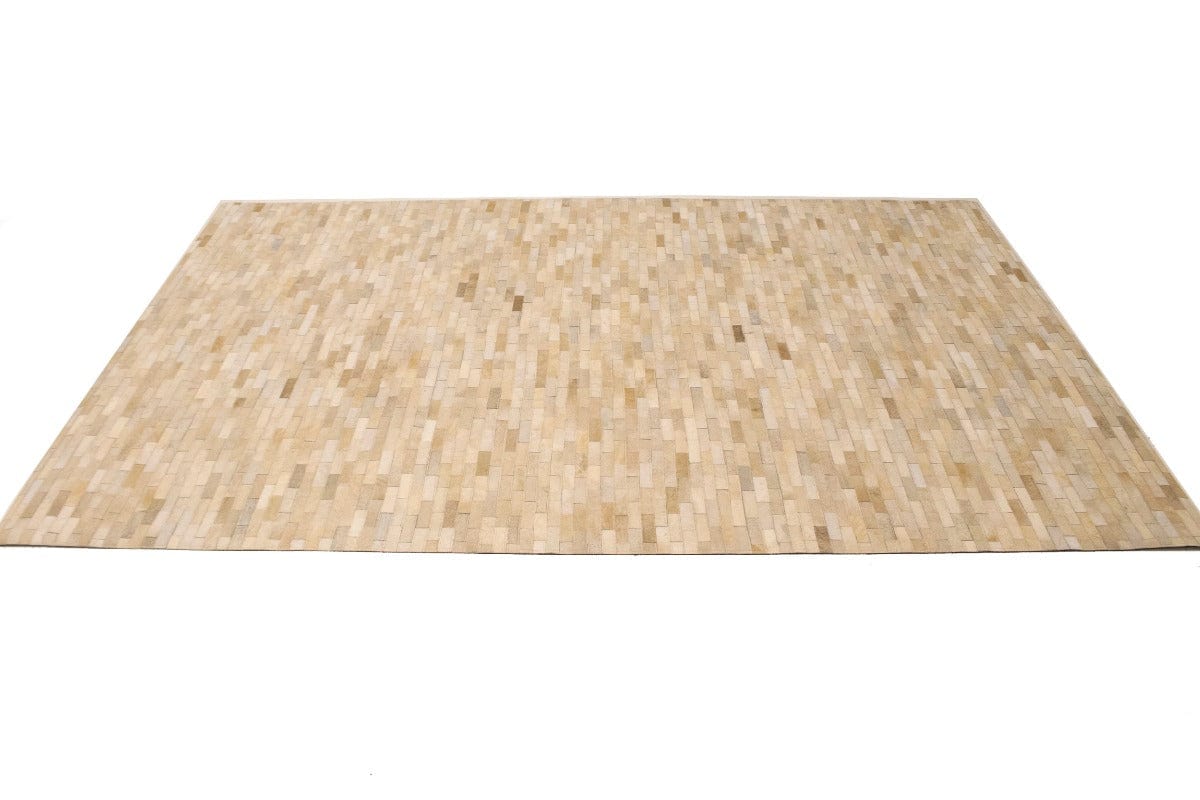 Beige Cream Cowhide 5X8 Modern Leather Rug