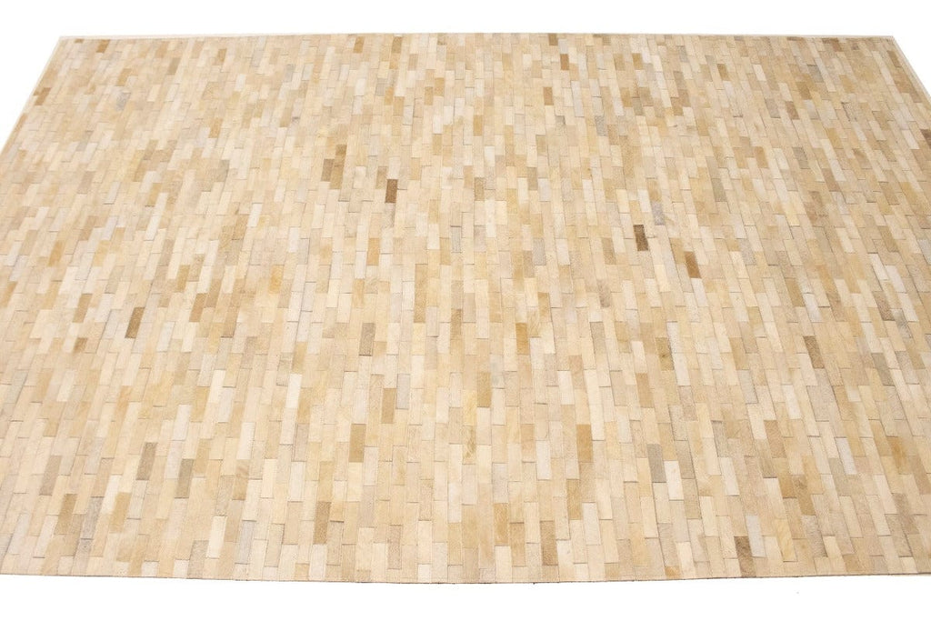 Beige Cream Cowhide 5X8 Modern Leather Rug