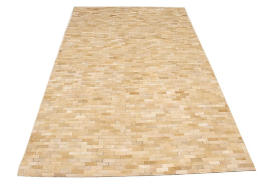 Beige Cowhide 5X8 Modern Leather Rug