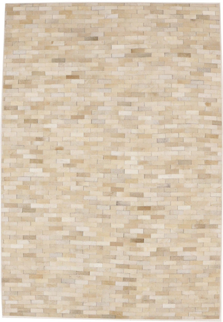 Beige Cowhide 4X6 Modern Leather Rug