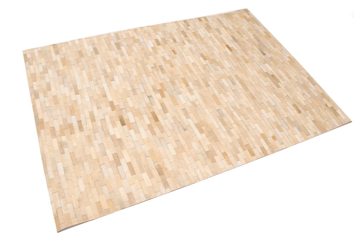 Beige Cowhide 4X6 Modern Leather Rug