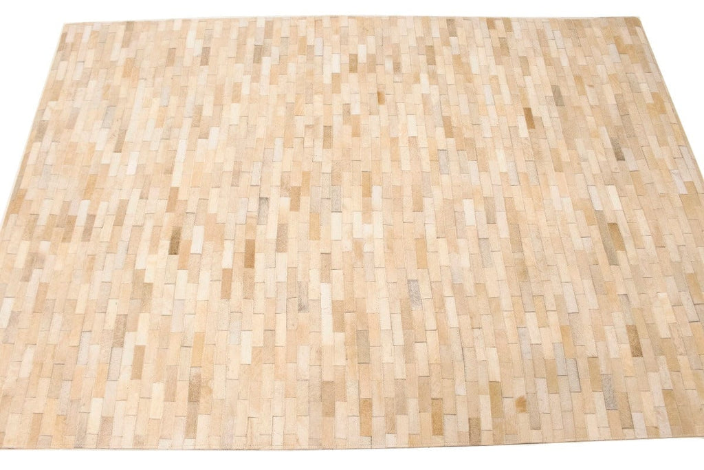 Beige Cowhide 4X6 Modern Leather Rug