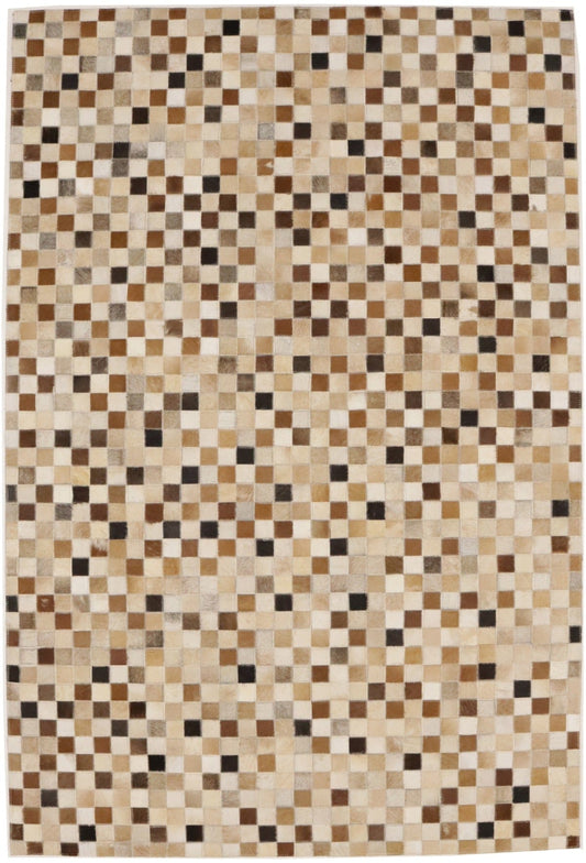 Multicolored Cowhide 4X6 Modern Leather Rug