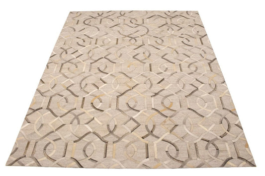 Silver Gray Cowhide 8X10 Modern Leather Rug