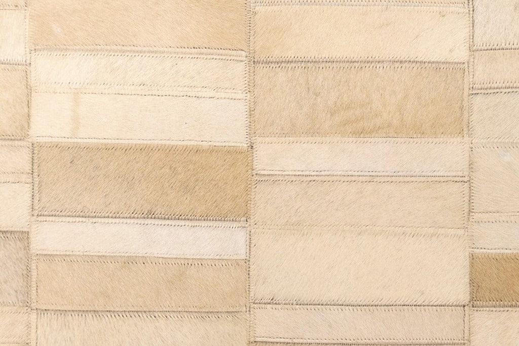 Beige Brown Cowhide 5X8 Modern Leather Rug