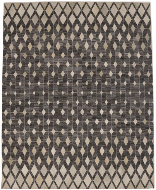 Gray Cowhide 8X10 Modern Leather Rug