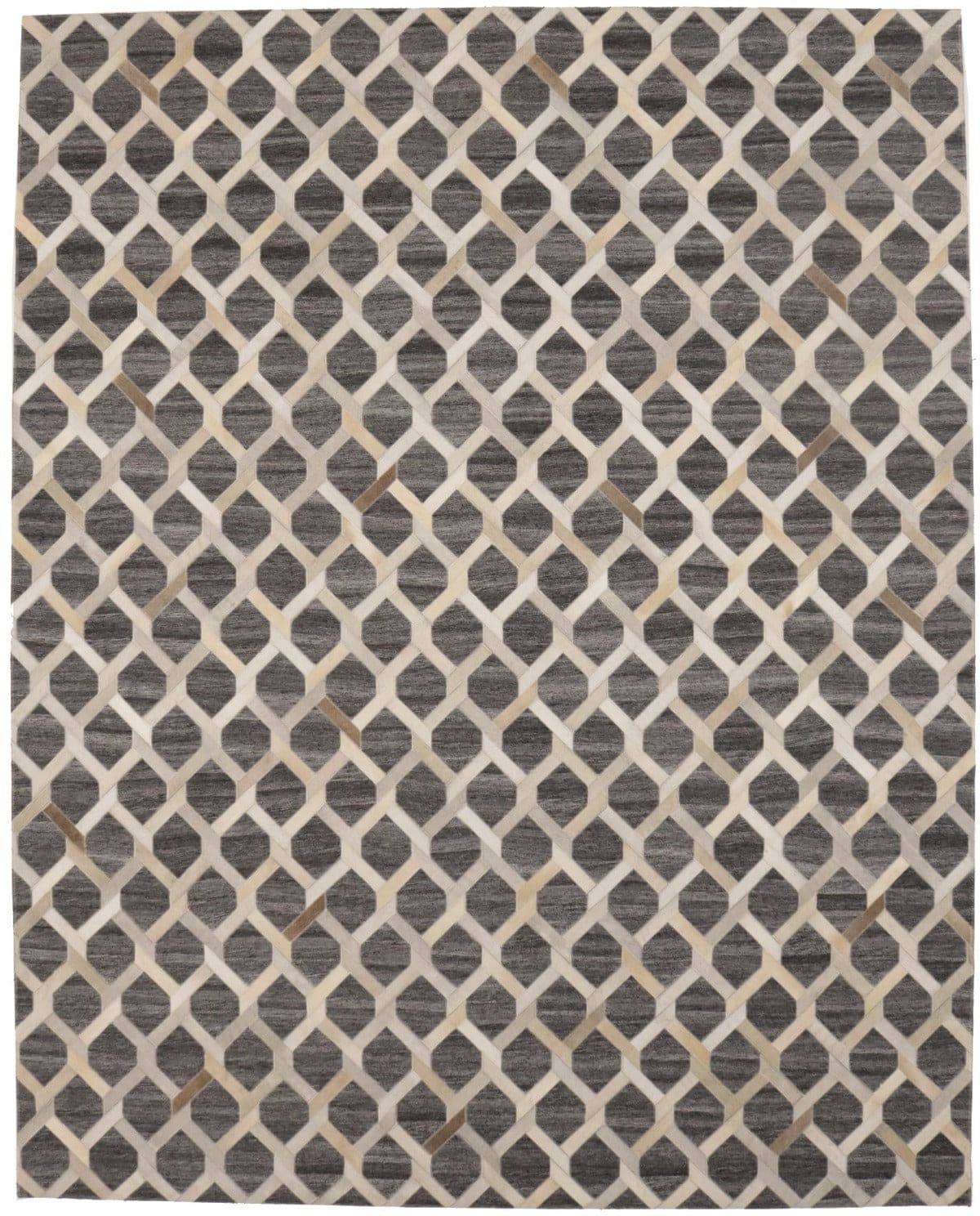 Gray Cowhide 8X10 Modern Leather Rug