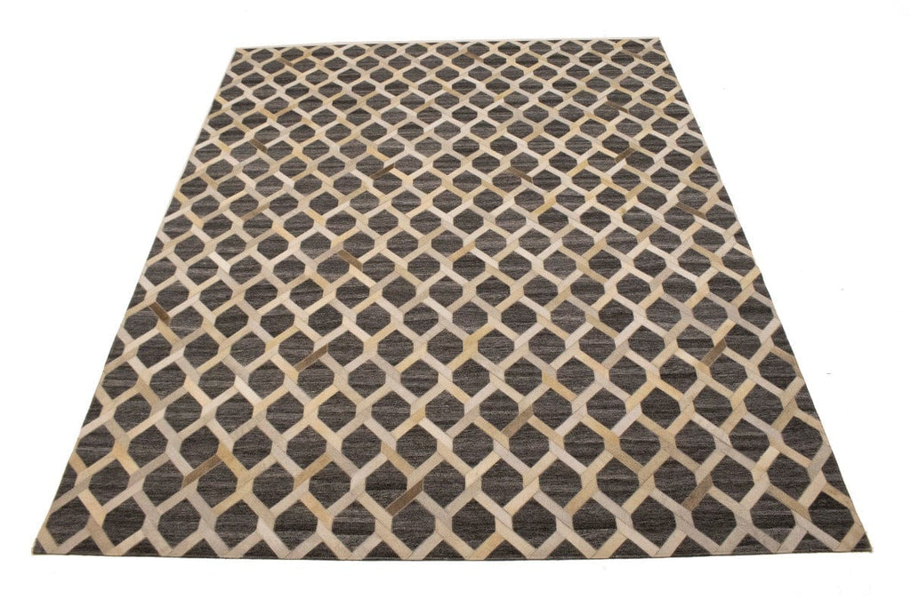 Gray Cowhide 8X10 Modern Leather Rug