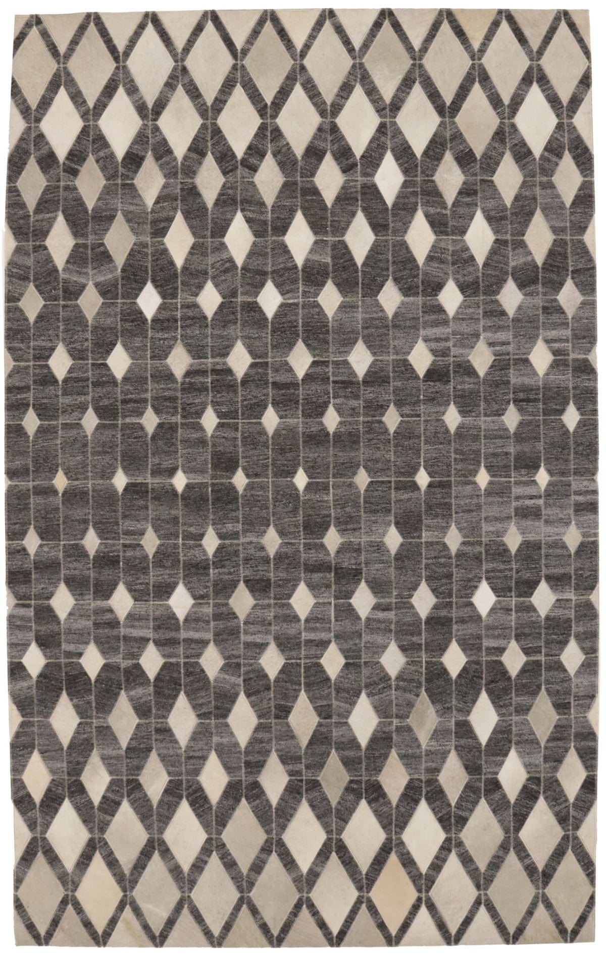 Gray Cowhide 5X8 Modern Leather Rug