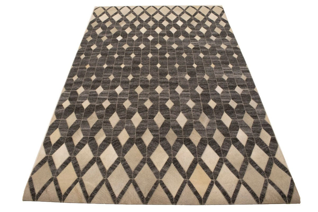 Gray Cowhide 5X8 Modern Leather Rug