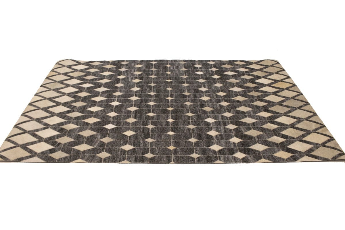 Gray Cowhide 5X8 Modern Leather Rug