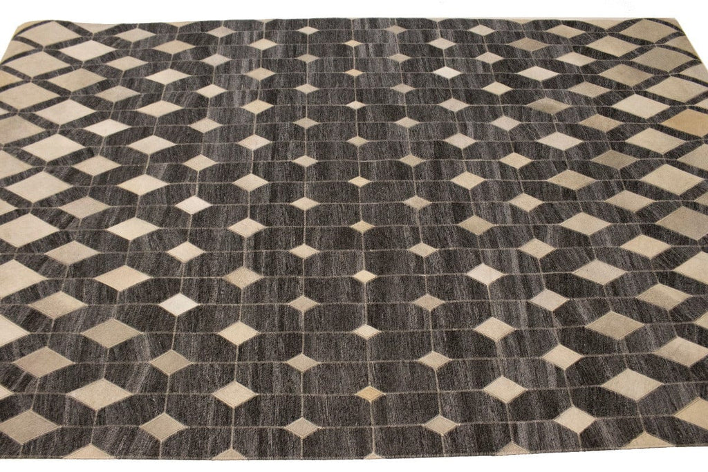 Gray Cowhide 5X8 Modern Leather Rug