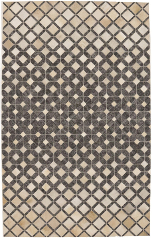 Gray Cowhide 5X8 Modern Leather Rug