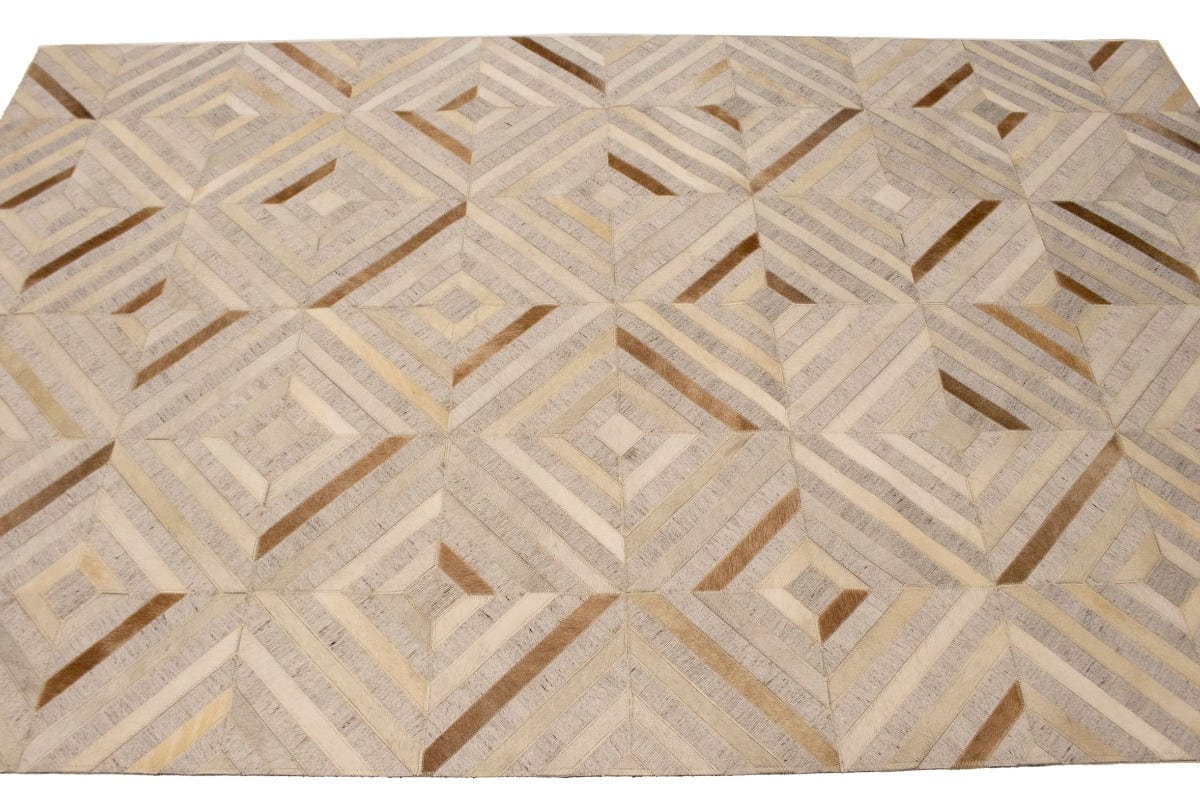 Gray Cowhide 5X8 Modern Leather Rug