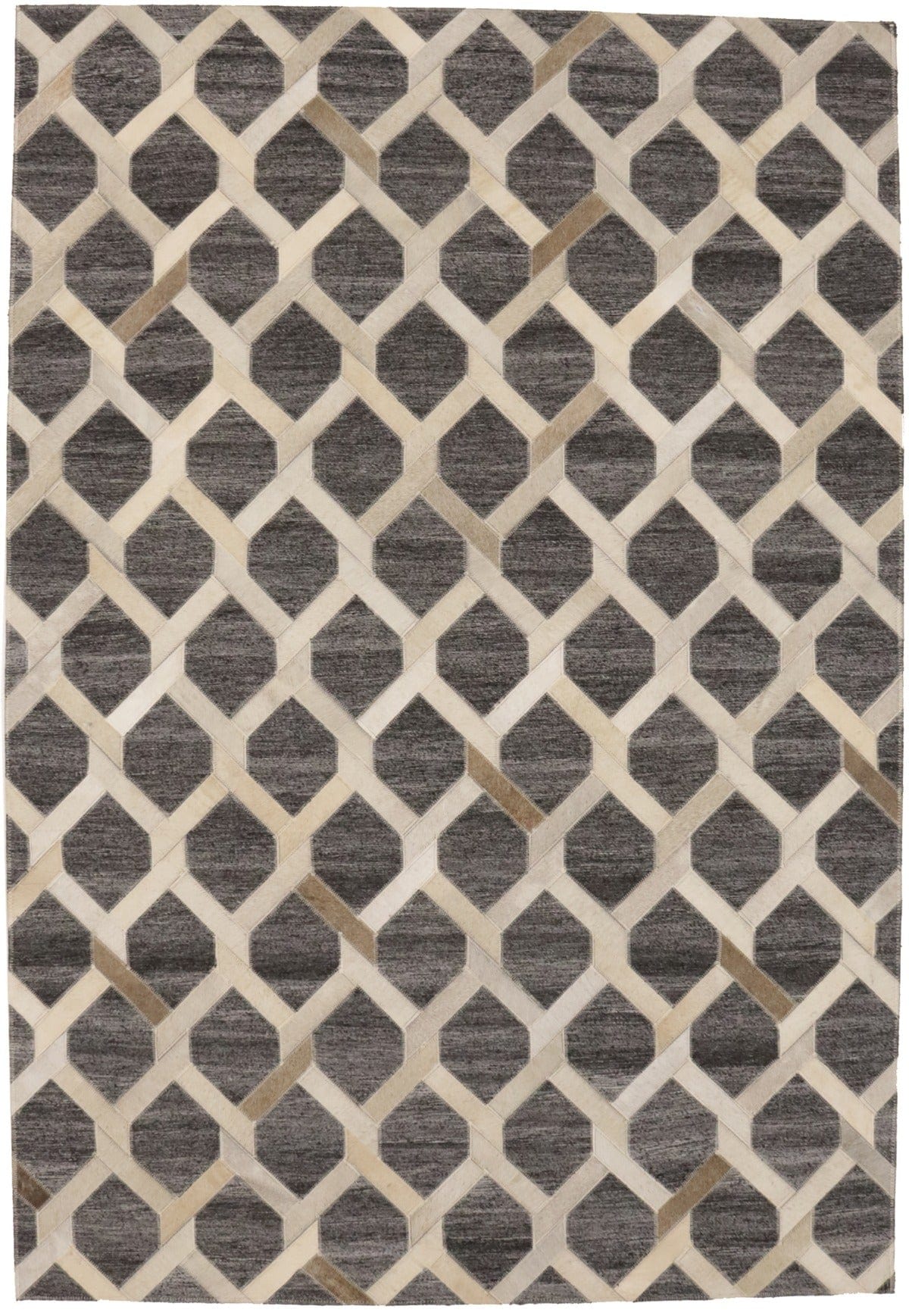 Gray Cowhide 4X6 Modern Leather Rug