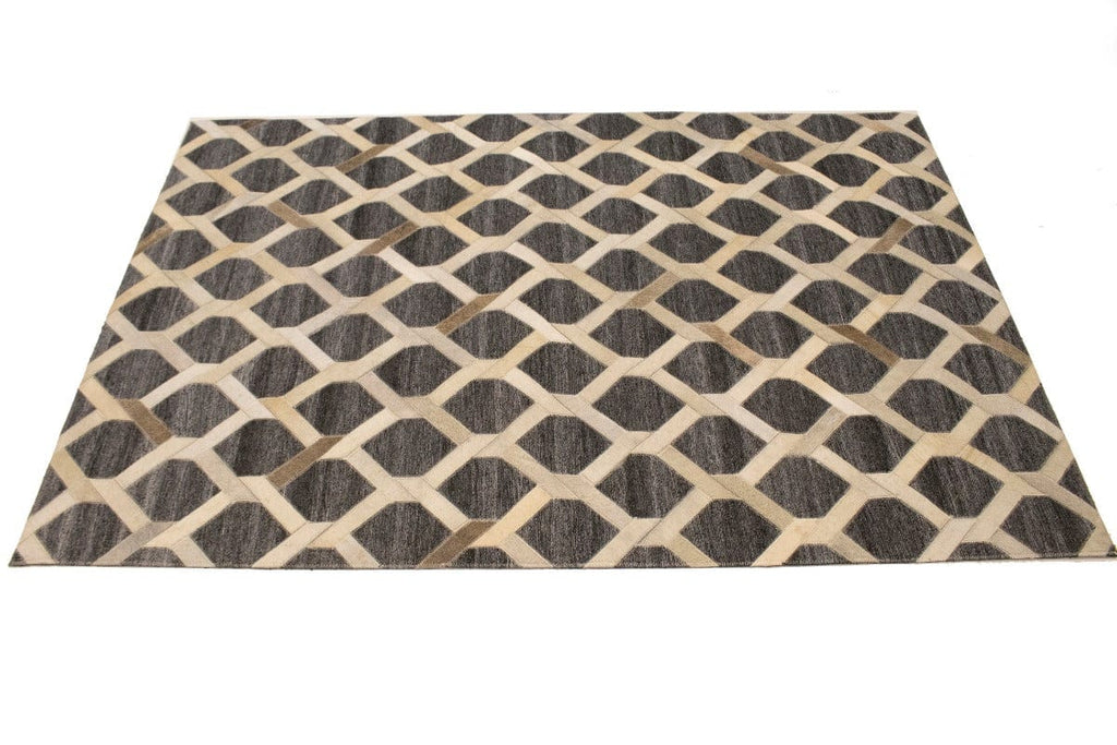 Gray Cowhide 4X6 Modern Leather Rug