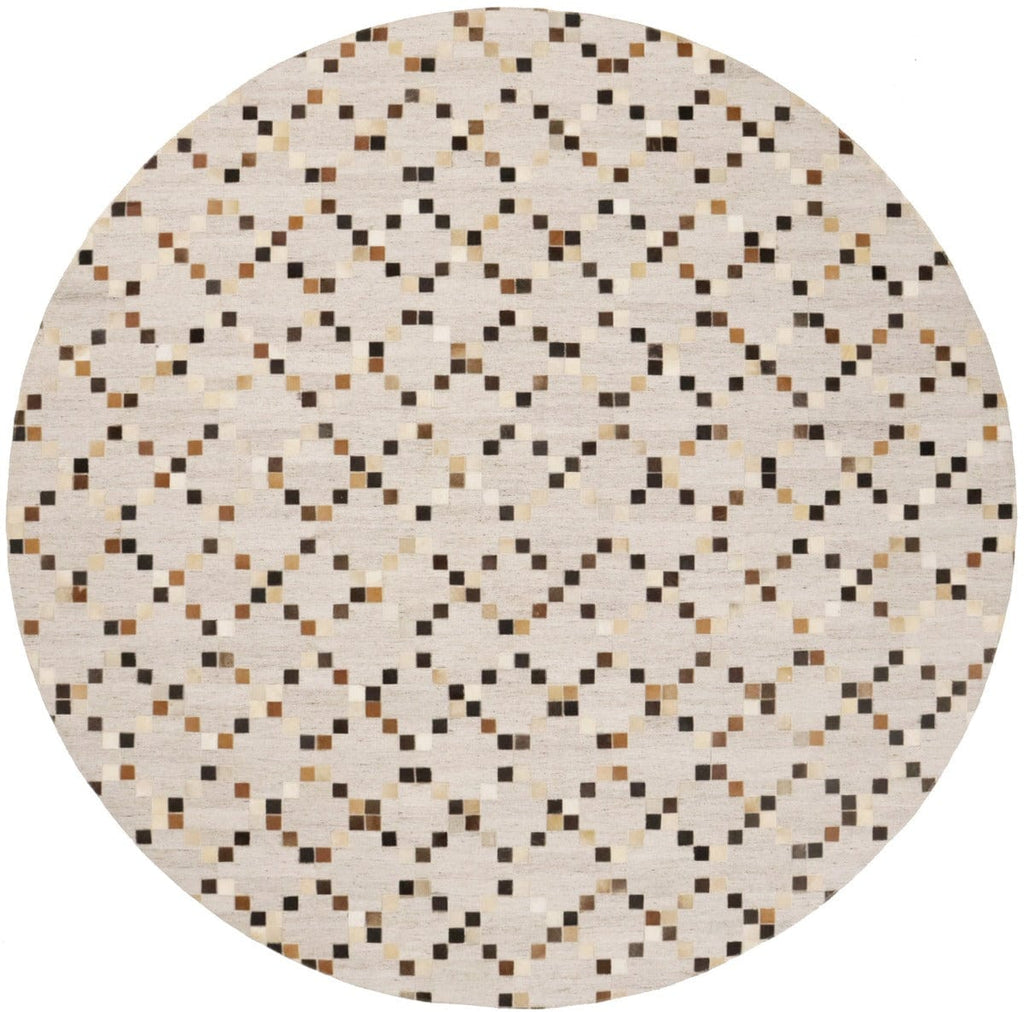 Gray Cowhide 8X8 Modern Leather Round Rug