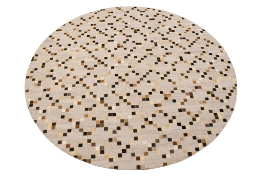 Gray Cowhide 8X8 Modern Leather Round Rug