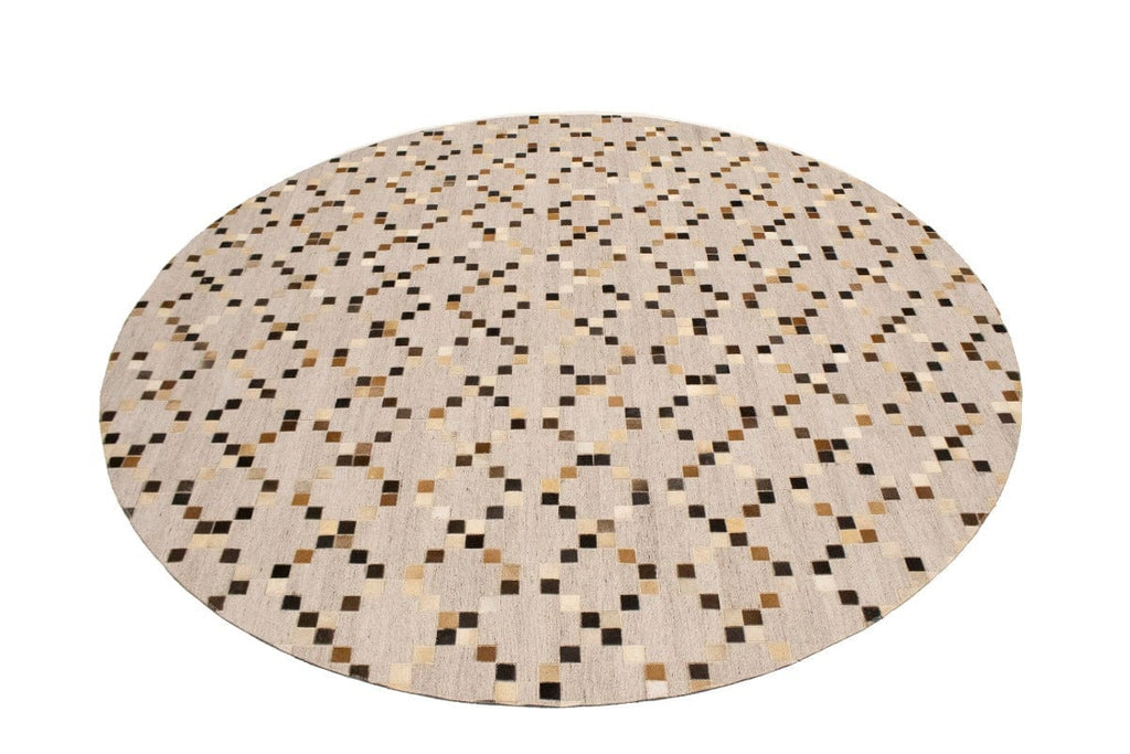 Gray Cowhide 8X8 Modern Leather Round Rug