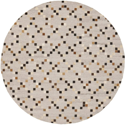 Gray Cowhide 6X6 Modern Leather Round Rug