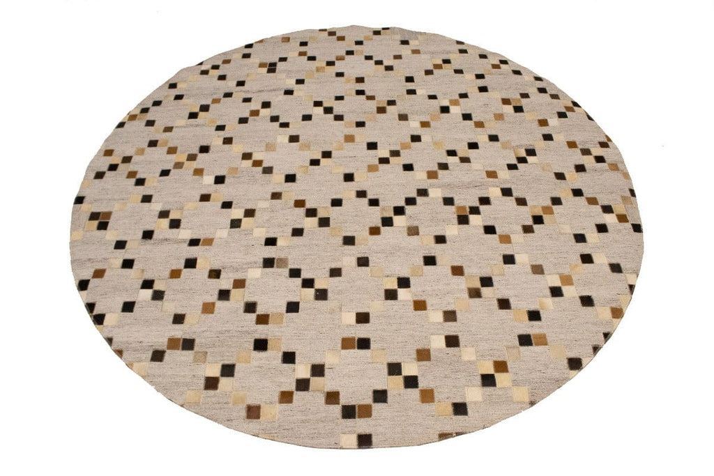 Gray Cowhide 6X6 Modern Leather Round Rug