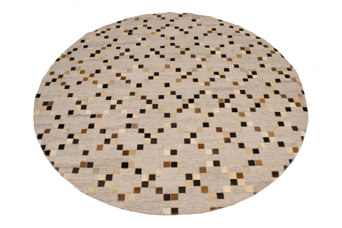 Gray Cowhide 6X6 Modern Leather Round Rug