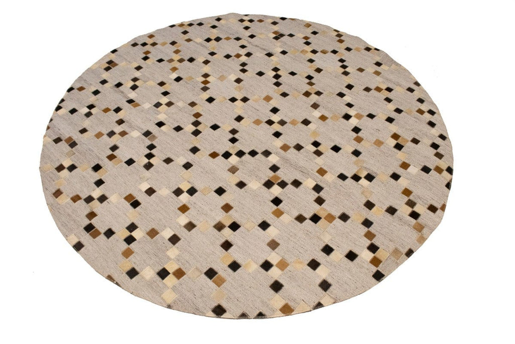 Gray Cowhide 6X6 Modern Leather Round Rug