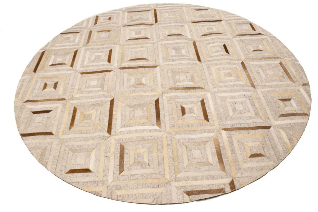 Gray Cowhide 8X8 Modern Leather Round Rug