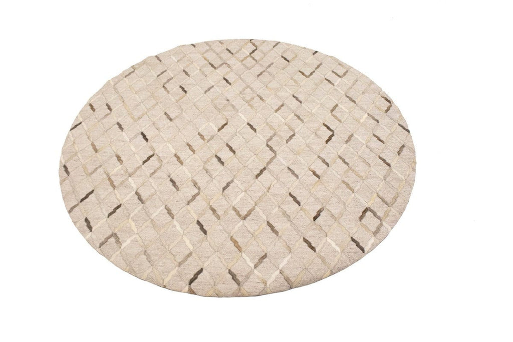 Silver Cowhide 8X8 Modern Leather Round Rug