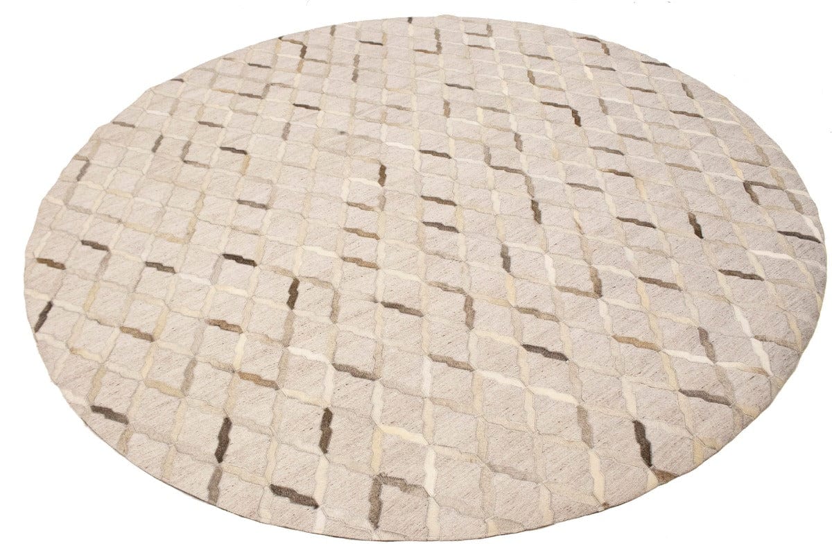 Silver Cowhide 8X8 Modern Leather Round Rug