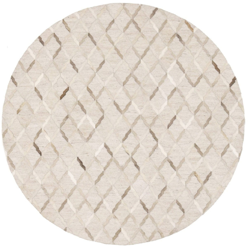 Silver Cowhide 6X6 Modern Leather Round Rug