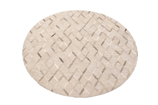 Silver Cowhide 6X6 Modern Leather Round Rug