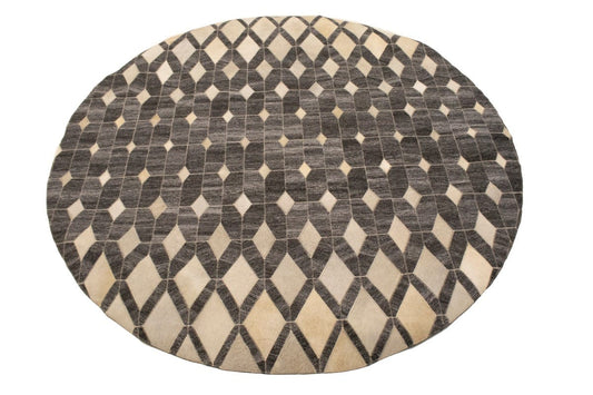 Gray Cowhide 6X6 Modern Leather Round Rug