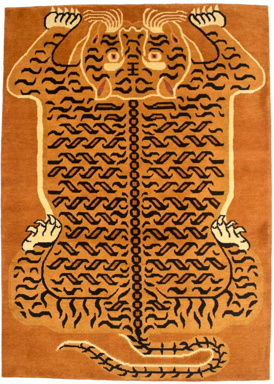 Orange Tribal 5X7 Fine Nepali Oriental Rug