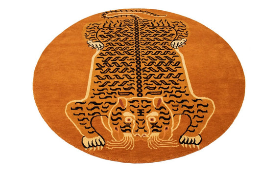 Orange Tribal 6X6 Fine Nepali Oriental Round Rug