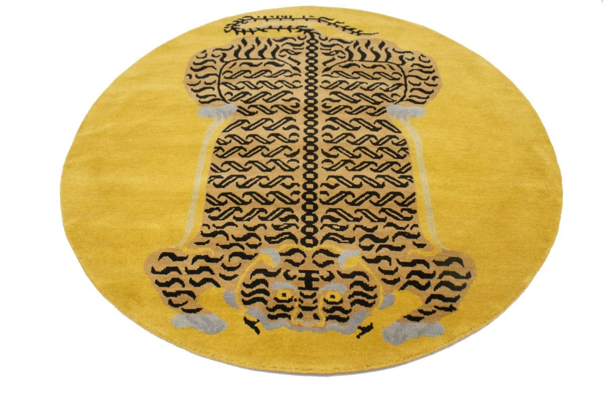 Gold Tribal 6X6 Fine Nepali Oriental Round Rug