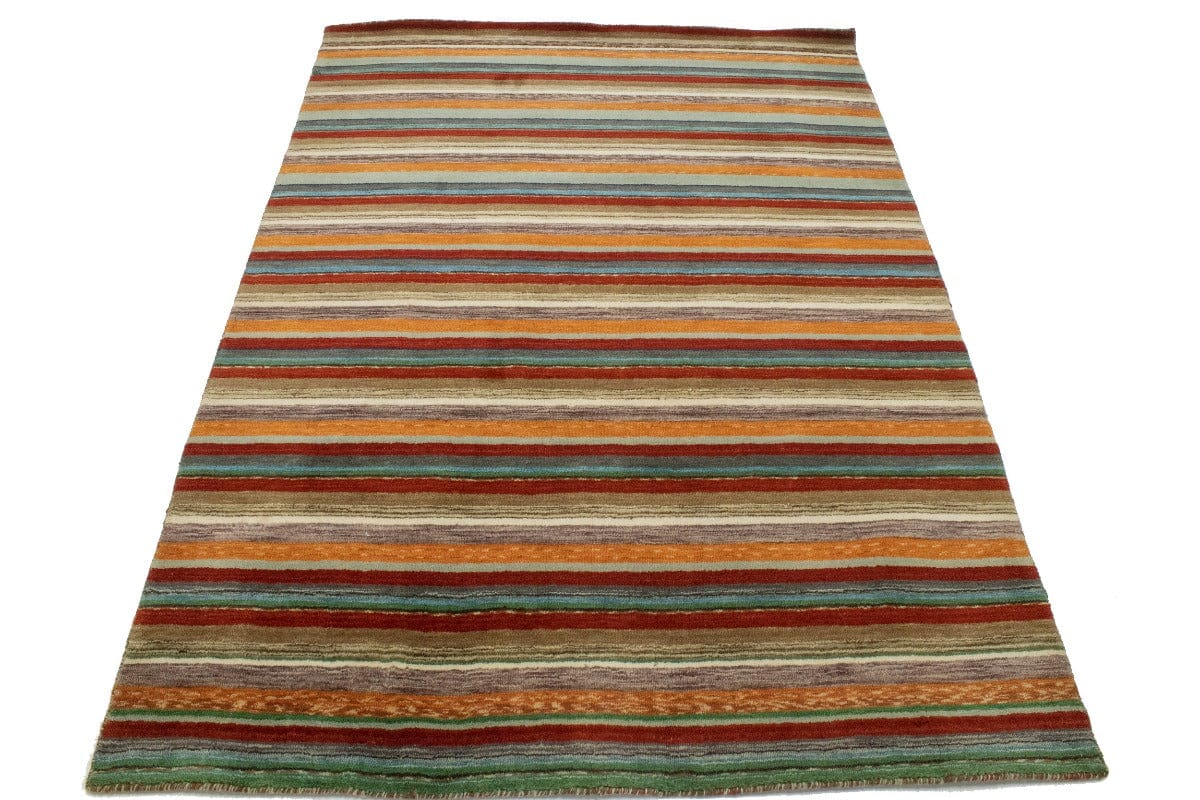 Multicolored Stripes Tribal 4'7X6'7 Lori Gabbeh Oriental Rug