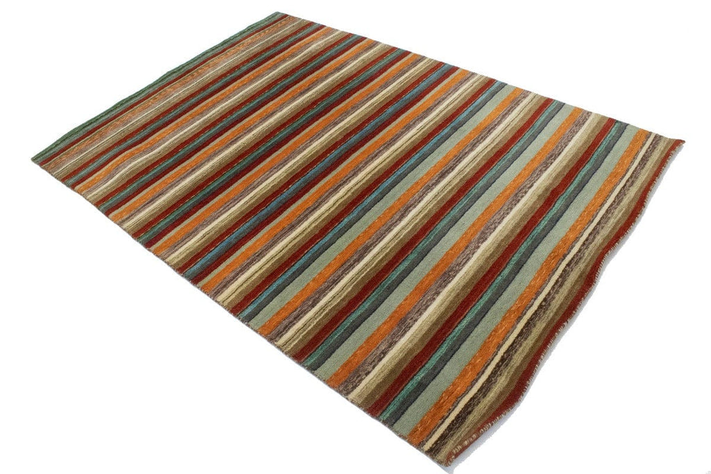 Multicolored Stripes Tribal 4'7X6'7 Lori Gabbeh Oriental Rug