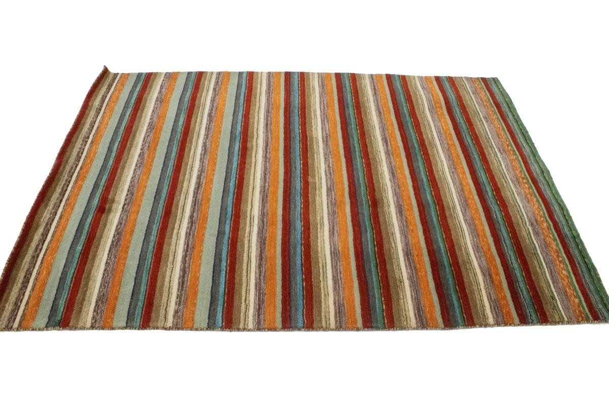 Multicolored Stripes Tribal 4'7X6'7 Lori Gabbeh Oriental Rug