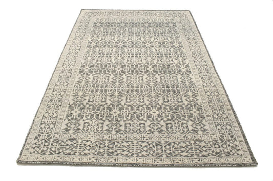 Ivory & Charcoal Geometric 6X9 Modern Oriental Rug