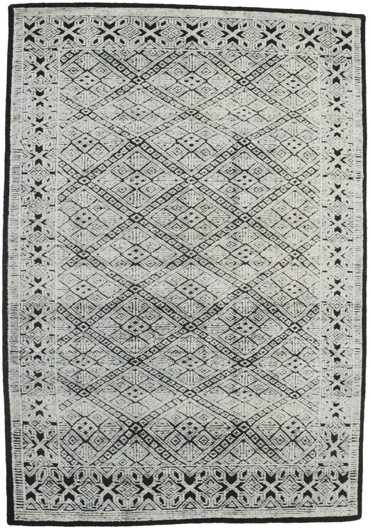 Ivory & Black Geometric 6X9 Modern Oriental Rug