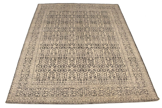 Charcoal & Cream Geometric 8X10 Oriental Modern Rug