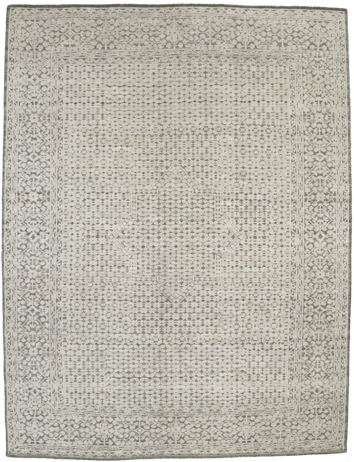 Cream Geometric 9X12 Modern Oriental Rug