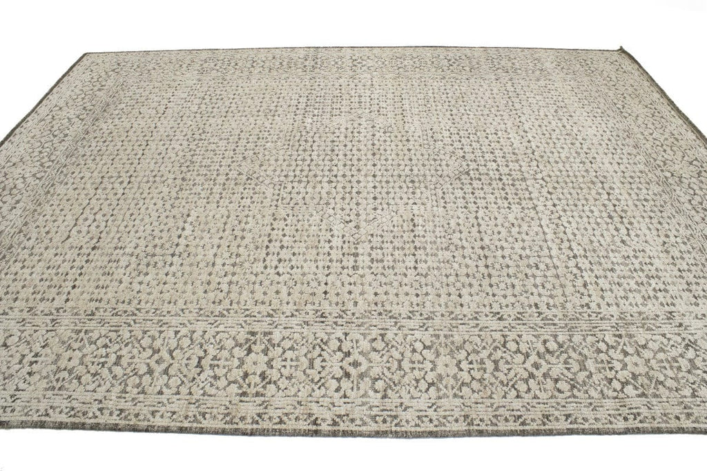 Cream Geometric 9X12 Modern Oriental Rug