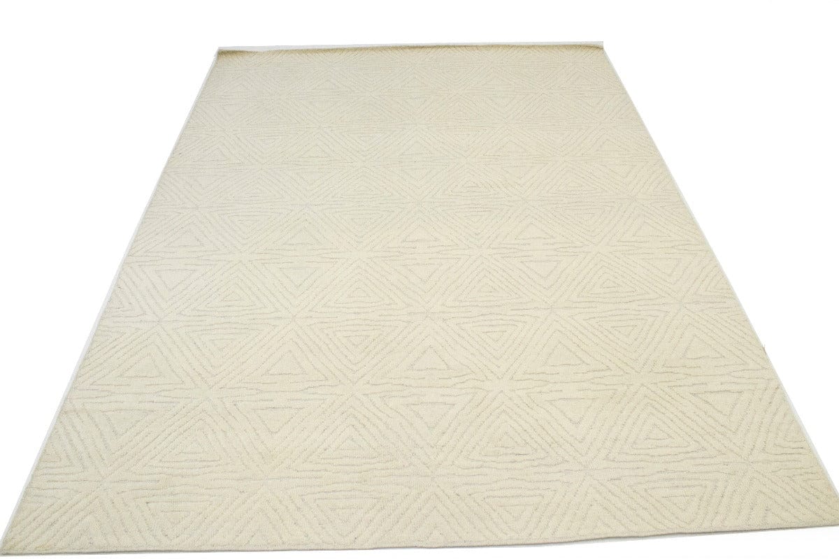 Cream Geometric 9X12 Modern Oriental Rug