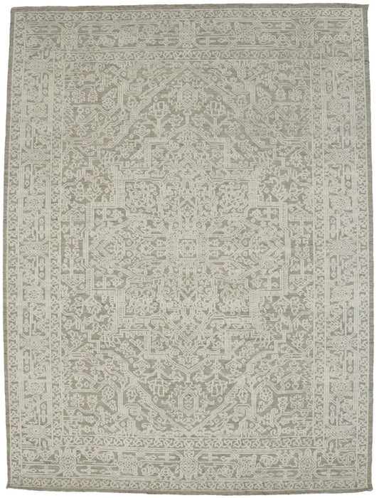 Cream Beige Geometric 9X12 Modern Oriental Rug